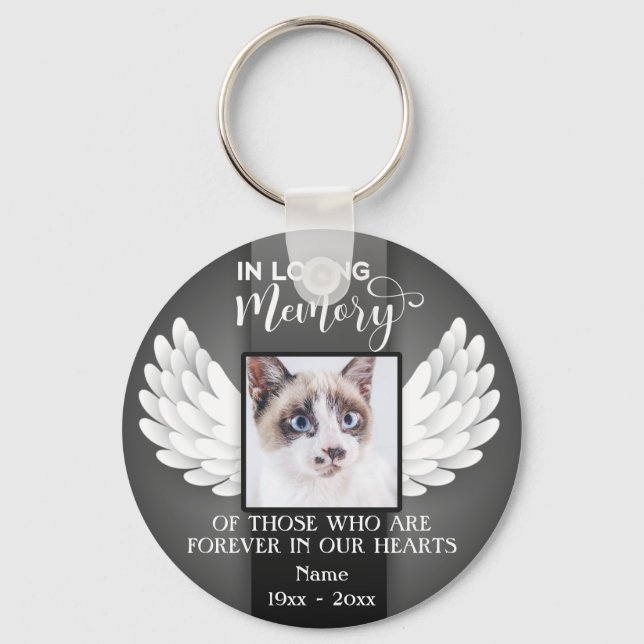 In Loving Memory Custom Photo, Cat Memorial Keychain (Front)