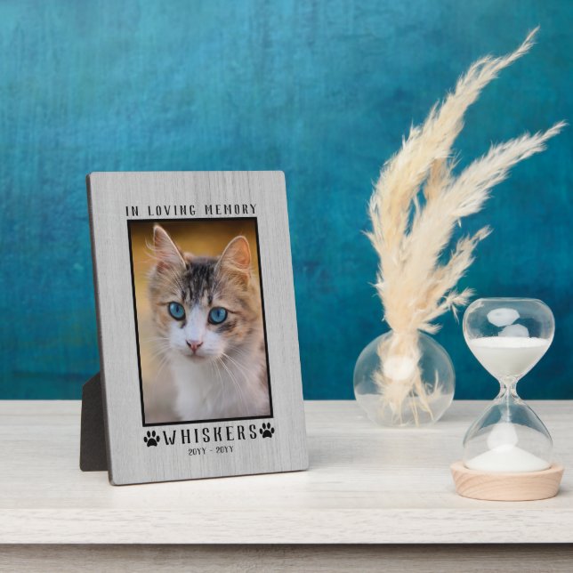 In Loving Memory Custom Photo Cat Memorial Rustic Plaque (Side)