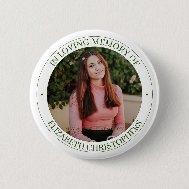 In Loving Memory Custom Photo Funeral Memorial 2 Inch Round Button (Front)