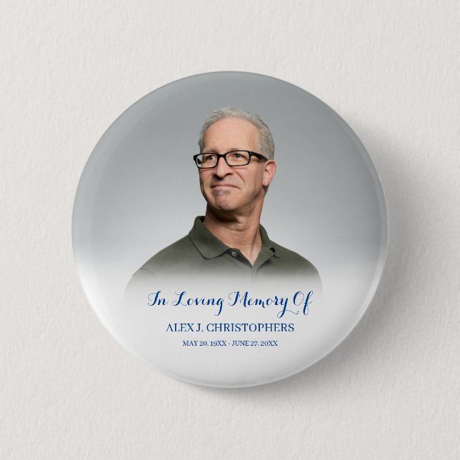 In Loving Memory Custom Photo Funeral Memorial 2 Inch Round Button (Front)