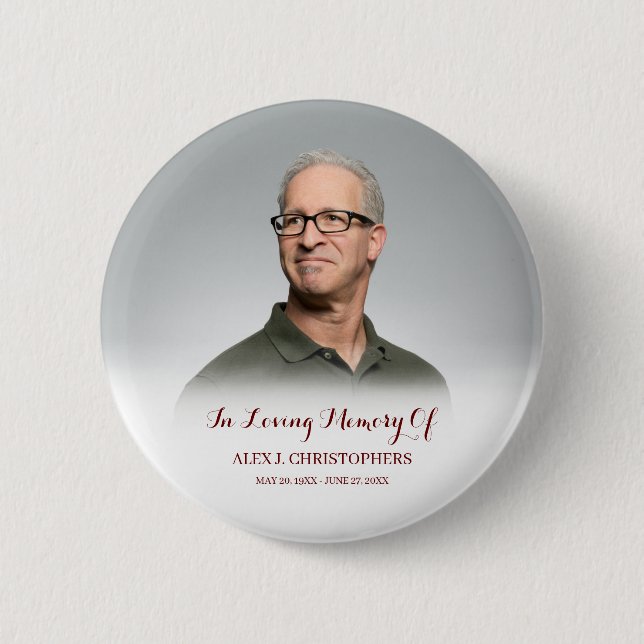 In Loving Memory Custom Photo Funeral Memorial 2 Inch Round Button (Front)