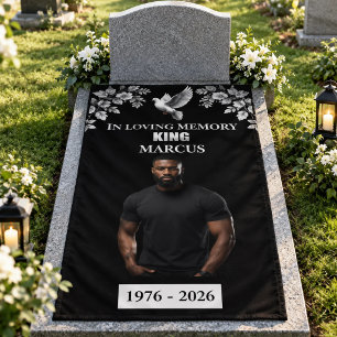 In Loving Memory Custom Photo Grave Cover Blanket  Banner
