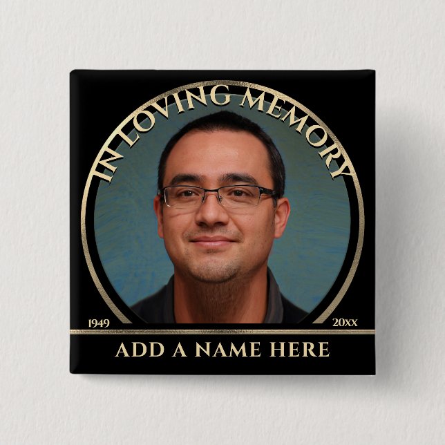In Loving Memory Custom Photo Memorial 2 Inch Square Button (Front)