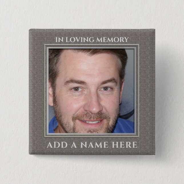 In Loving Memory Custom Photo Memorial 2 Inch Square Button (Front)