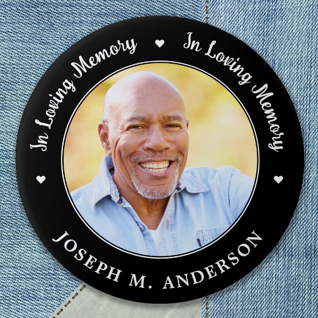 In Loving Memory Custom Photo Memorial Funeral  3 Inch Round Button (Creator Uploaded)