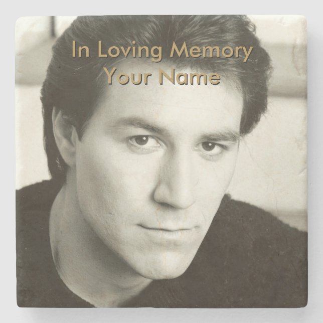 In Loving Memory Custom Photo Memorial Stone Coaster (Front)