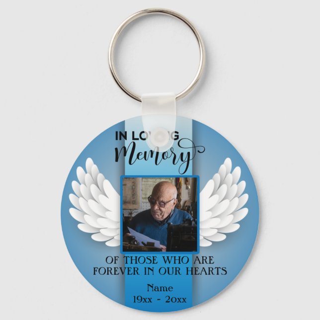 In Loving Memory Custom Photo, Name & Message Keyc Keychain (Front)