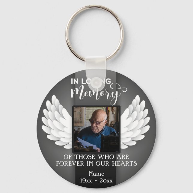 In Loving Memory Custom Photo, Name & Message Keychain (Front)