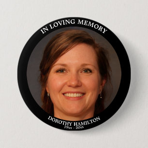 In Loving Memory Custom Photo Personalized Funeral 3 Inch Round Button
