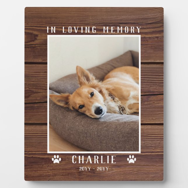 In Loving Memory Custom Photo Pet Memorial Rustic Plaque (Front)