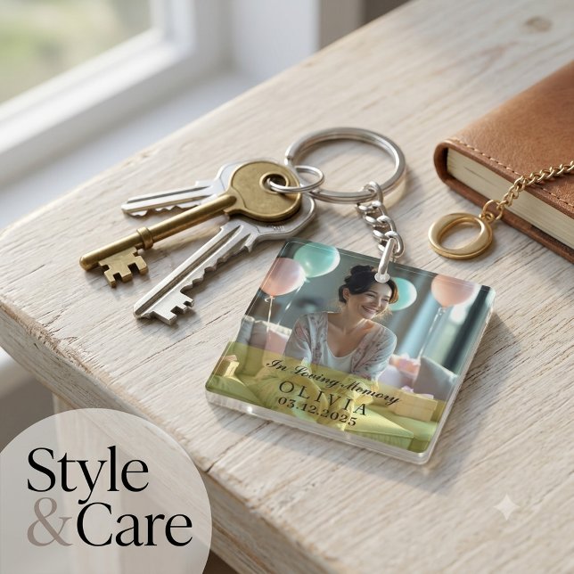 In Loving Memory Custom Photo Square Keychain (In Loving Memory Custom Photo Square Keychain)