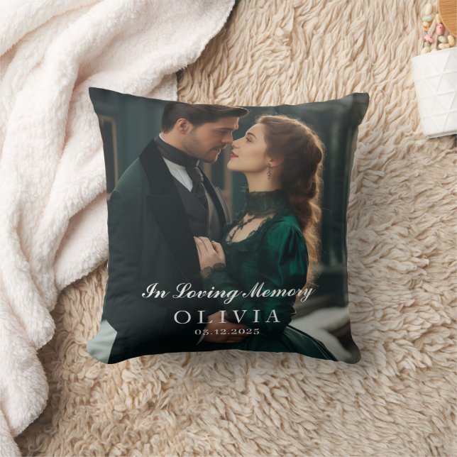 In Loving Memory Custom Photo Square Throw Pillow (Blanket)