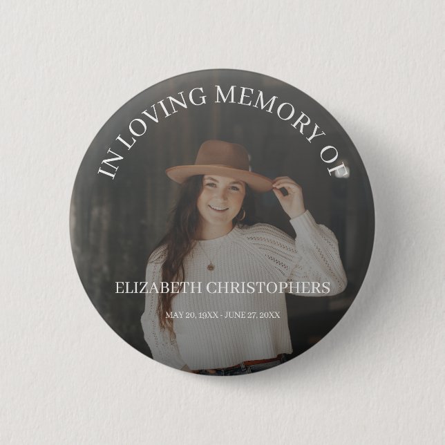 In Loving Memory Customized Photo Funeral Memorial 2 Inch Round Button (Front)