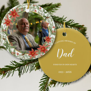 In Loving Memory Dad Picture Memorial  Ceramic Ornament