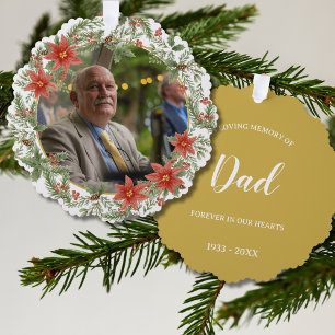 In Loving Memory Dad Picture Memorial  Ornament Card