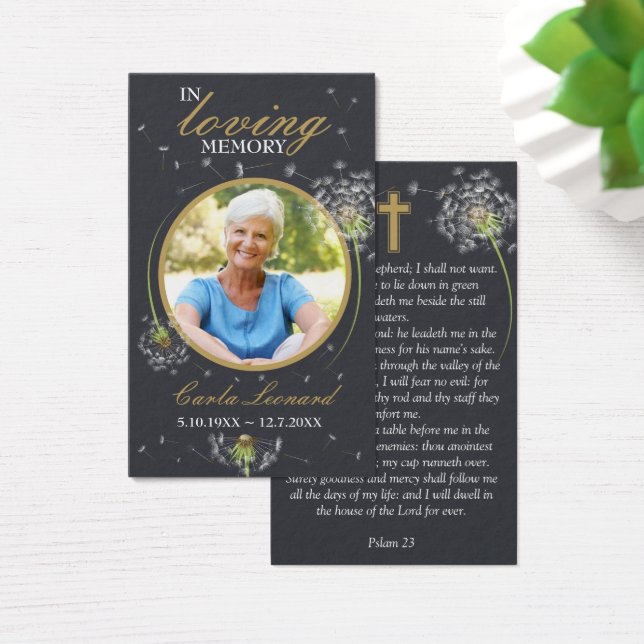 In Loving Memory Dandelion Photo Funeral Prayer (Desk)