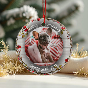 In Loving Memory - Dog Photo Pet Memorial Wreaths Ceramic Ornament