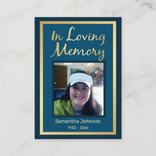 In Loving Memory Elegant Faux Gold Photo Business Card
