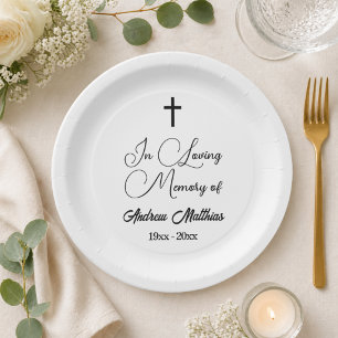 In Loving Memory Elegant Funeral Paper Plate