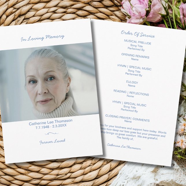 In Loving Memory Elegant Funeral Photo Program  (Elegant Funeral Photo Order Of Service Program
)