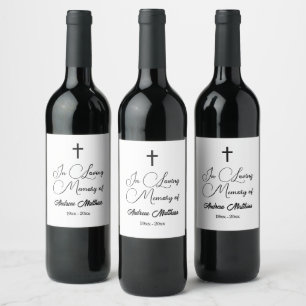 In Loving Memory Elegant Funeral Wine Label