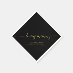 In Loving Memory   Elegant Gold Script Memorial Na Napkin