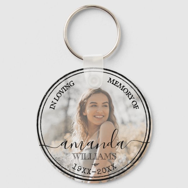 In Loving Memory | Elegant Memorial | Name, Photo Keychain (Front)