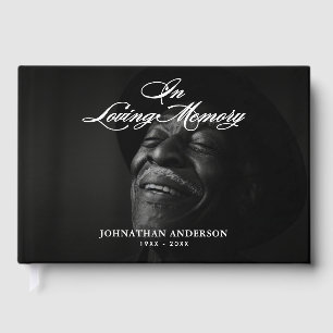 In Loving Memory Elegant Script 2-Photo Guest Book