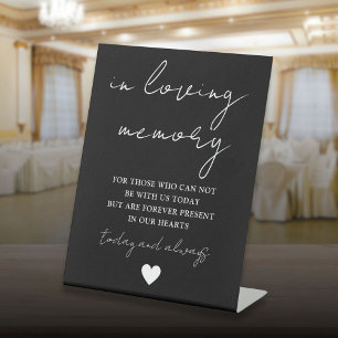 In Loving Memory Elegant Script Black And White Pedestal Sign