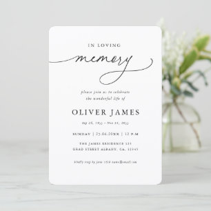 In Loving Memory Elegant Script Funeral Invitation
