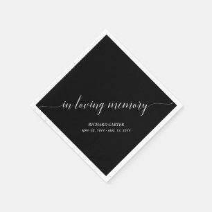 In Loving Memory   Elegant Script Memorial Funeral Napkin
