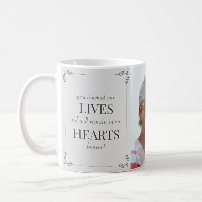 In Loving Memory Elegant Tribute Light Grey  Coffe Coffee Mug (Left)