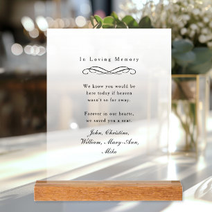 "In Loving Memory" Elegant Wedding Memorial  Acrylic Sign