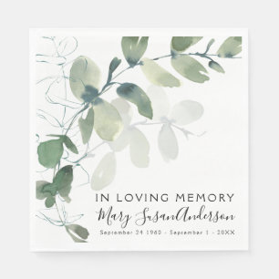 In Loving Memory Eucalyptus Funeral Memorial Wake Napkin