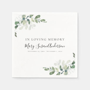 In Loving Memory Eucalyptus Funeral Memorial Wake Napkin