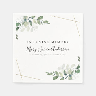 In Loving Memory Eucalyptus Funeral Memorial Wake Napkin