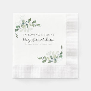 In Loving Memory Eucalyptus Funeral Memorial Wake Napkin