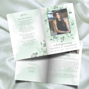 In Loving Memory Eucalyptus Greenery Bi-Fold Program
