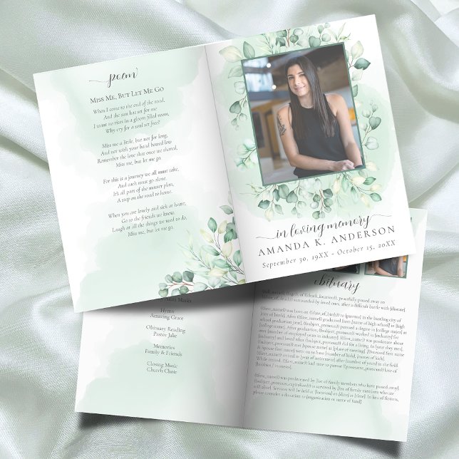 In Loving Memory Eucalyptus Greenery Bi-Fold Program (Creator Uploaded)