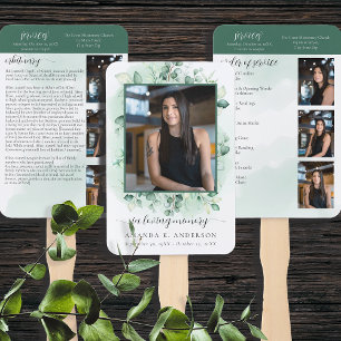 In Loving Memory Eucalyptus Greenery Obituary Hand Fan