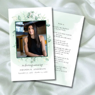In Loving Memory Eucalyptus Greenery Prayer Card