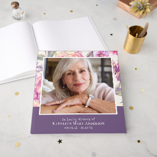 In Loving Memory Floral Funeral 12x12 Guest Book