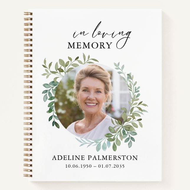 In loving Memory Floral Funeral Memorial Notebook (Front)