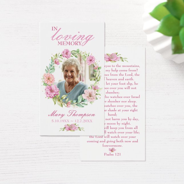 In Loving Memory Floral Photo Funeral Prayer Card (Desk)