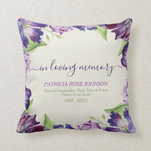 In Loving Memory Floral Tulips Photo Tribute Throw Pillow