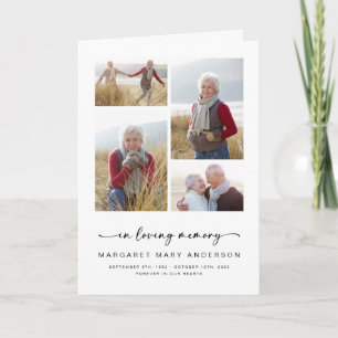 In Loving Memory Four Photos Funeral Memorial Invitation