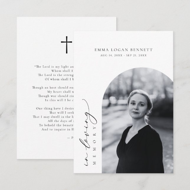 In Loving Memory Funeral Arch Photo Prayer Card (Front/Back)