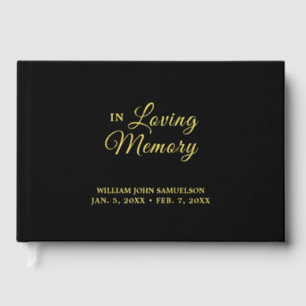 In Loving Memory Funeral Black Gold Guest Book