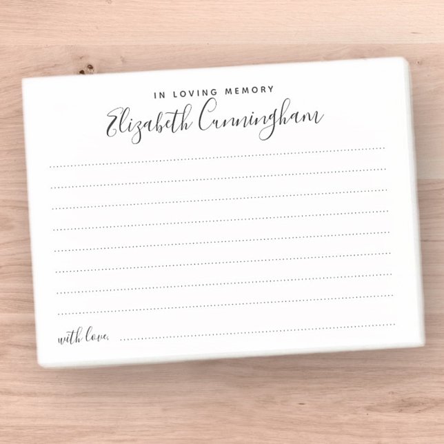 In Loving Memory Funeral Elegant Share a Memory Post-it Notes (Creator Uploaded)