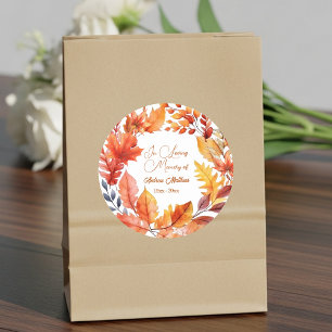 In Loving Memory Funeral Fall Floral Classic Round Sticker